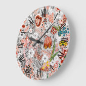 Elegantes Vintages Boho Abstraktes Blumenwerk | Große Wanduhr (Winkel)