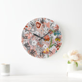 Elegantes Vintages Boho Abstraktes Blumenwerk | Große Wanduhr (Zuhause)