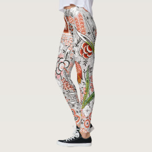 Elegantes Vintages Boho Abstraktes Blumenwerk   Leggings