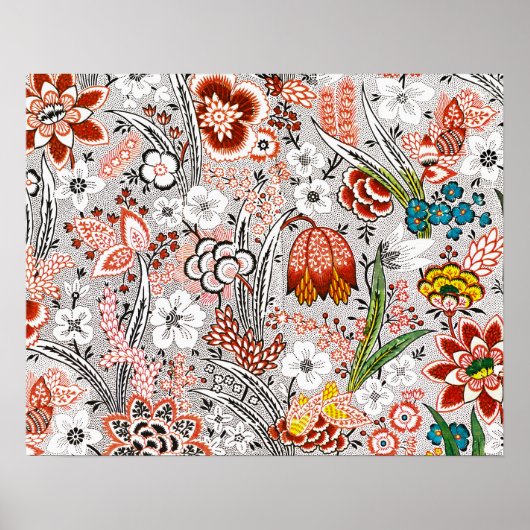 Elegantes Vintages Boho Abstraktes Blumenwerk | Poster (Vorne)