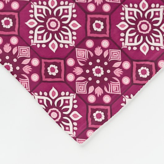 Elegantes Vintages Boho-Blumenmuster Fleecedecke (Ecke)