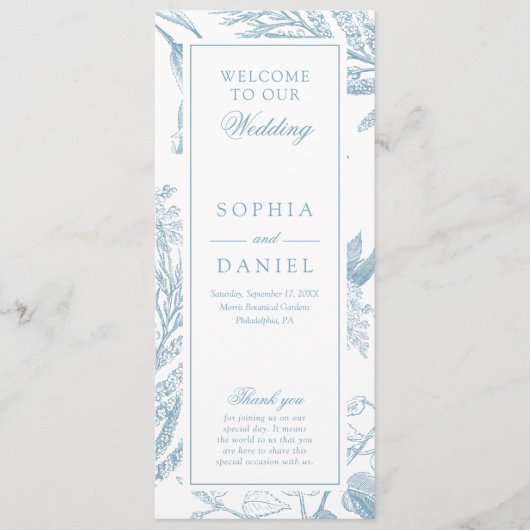 Elegantes Vintages botanisches Hochzeitsprogramm Programm (Vorderseite)