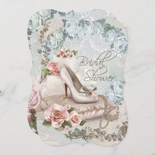 Elegantes Vintages Brautparty Einladung (Vorne/Hinten)