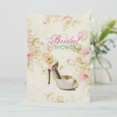 elegantes Vintages Brautparty in Pink Floral Einladung (Stehend Vorderseite)