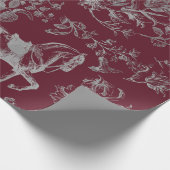 Elegantes Vintages Burgundy Graues, florales Muste Geschenkpapier (Ecke)