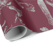 Elegantes Vintages Burgundy Graues, florales Muste Geschenkpapier (Rolleneckpunkt)