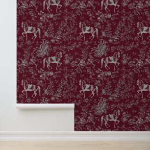 Elegantes Vintages Burgundy Graues, florales Muste Tapete
