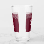 Elegantes Vintages Burgundy Maroon White Lace Glas (Rechts)
