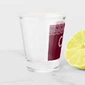 Elegantes Vintages Burgundy Maroon White Lace Schnapsglas (Links)
