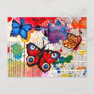 Elegantes Vintages Butterfly-Malbuch Wasserfarbe Postkarte