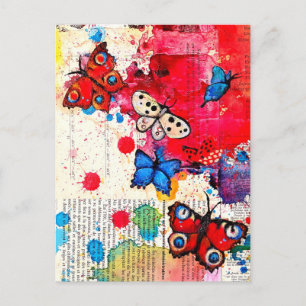 Elegantes Vintages Butterfly-Malbuch Wasserfarbe Postkarte