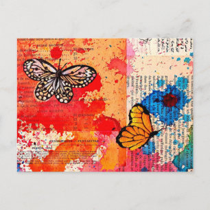 Elegantes Vintages Butterfly-Malbuch Wasserfarbe Postkarte