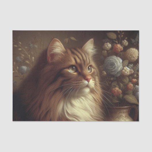 Elegantes Vintages Cat Portrait Seidenpapier (Vorderseite)