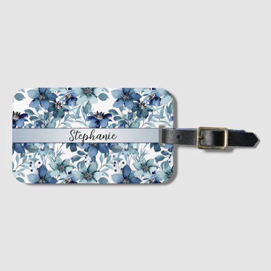 Elegantes Vintages Chintz-Muster Monogramm Gepäckanhänger (Vorderseite (Horizontal))