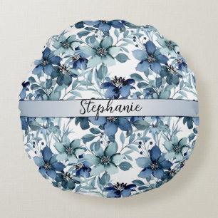 Elegantes Vintages Chintz-Muster Monogramm Rundes Kissen