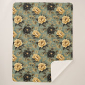 Elegantes Vintages Cream & Black Rose Blumenmuster Sherpadecke (Vorderseite)