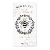 Elegantes Vintages Crown Queen Bee Honey Jar Label (Vorne)