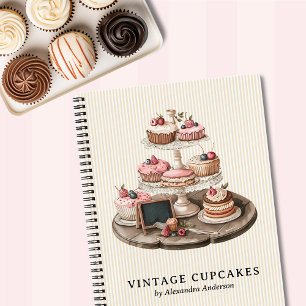 Elegantes Vintages Cupcake Dessert Notizblock