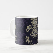 Elegantes Vintages Damask Muster Klassisches Flora Kaffeetasse (Vorderseite Links)
