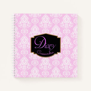 Elegantes, Vintages, Damasken-rosa Tagebuch Notizblock