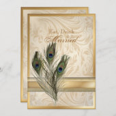 elegantes Vintages Damastapenessen Probe Einladung (Vorne/Hinten)