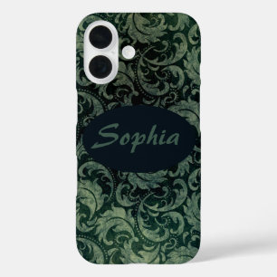 Elegantes Vintages Damastenblumenmuster iPhone 16 Hülle