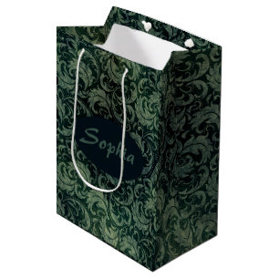 Elegantes Vintages Damastenblumenmuster Mittlere Geschenktüte