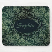 Elegantes Vintages Damastenblumenmuster Mousepad (Vorne)