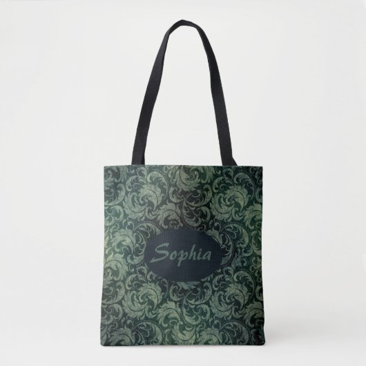 Elegantes Vintages Damastenblumenmuster Tasche (Vorderseite)