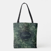 Elegantes Vintages Damastenblumenmuster Tasche (Rückseite)
