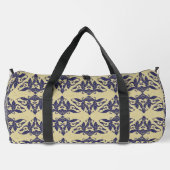 Elegantes Vintages Damastenschiff Blaugelbes Monog Duffle Bag (Rückseite)