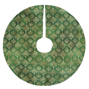Elegantes Vintages Damastmuster aus Goldfolie Polyester Weihnachtsbaumdecke