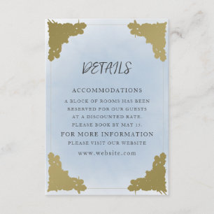 Elegantes Vintages Dusty Blue Gold Begleitkarte