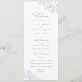 Elegantes Vintages Dusty Blue Wedding Programm