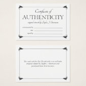 Elegantes Vintages Echtheitszertifikat (Vorne & Hinten)