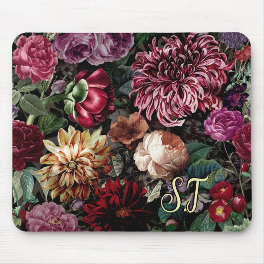 Elegantes Vintages farbiges Monogramm Mousepad (Vorne)