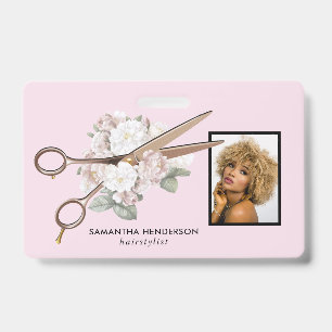 Elegantes Vintages Floral Hair Salon Mitarbeiter F Ausweis