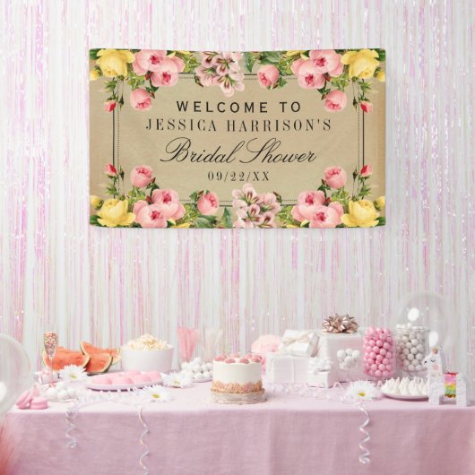 Elegantes Vintages florales Brautparty Banner (Party)