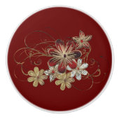 Elegantes, Vintages, florales Edelsteindesign Keramikknauf (Vorderseite)