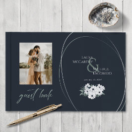 Elegantes Vintages florales Foto Aquamarin Minze Gästebuch