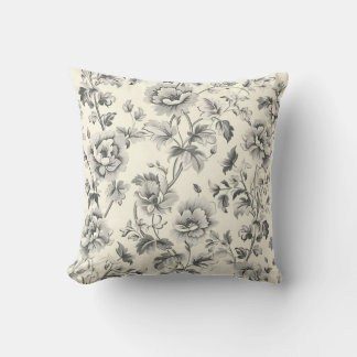 Elegantes, Vintages, florales Monochrome Muster Kissen