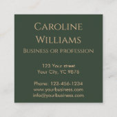 Elegantes Vintages, florenrosa grünes Monogramm Quadratische Visitenkarte (Rückseite)