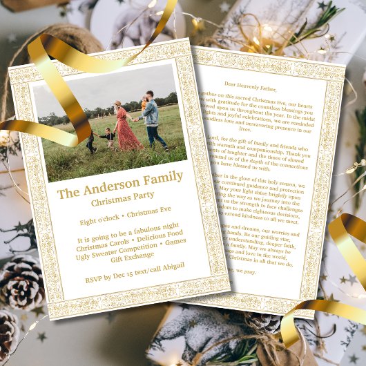 Elegantes Vintages Foto aus Goldflorrahmen Einladung