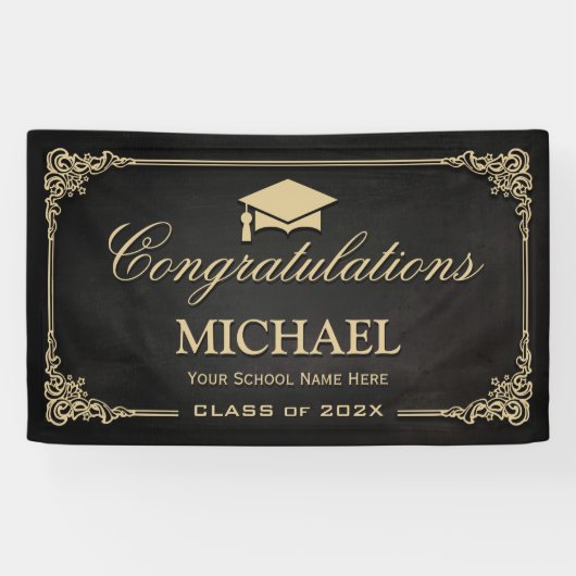 Elegantes Vintages Frame Graduate Party Banner (Horizontal)