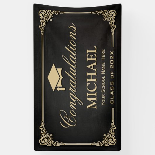 Elegantes Vintages Frame Graduate Party Banner (Vertikal)