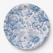 Elegantes Vintages französisches Blaues Toilmuster Pappteller (Vorderseite)