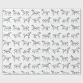 Elegantes Vintages Galloping Pferde Grau Weiße Bah Geschenkpapier (Flach)