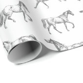 Elegantes Vintages Galloping Pferde Grau Weiße Bah Geschenkpapier (Rolleneckpunkt)