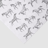 Elegantes Vintages Galloping Pferde Grau Weiße Bah Seidenpapier (Detail)