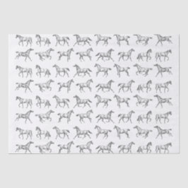 Elegantes Vintages Galloping Pferde Grau Weiße Bah Seidenpapier